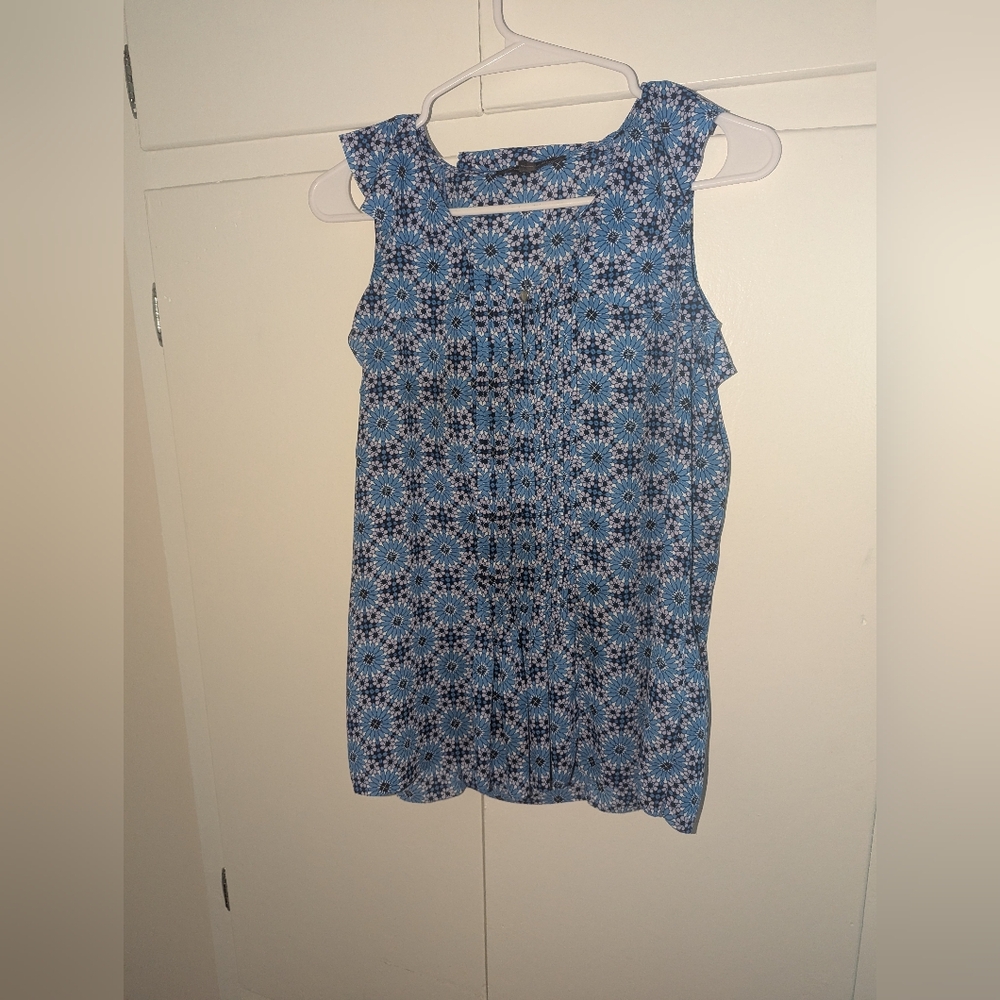 Banana Republic Floral Blue Sleeveless Blouse